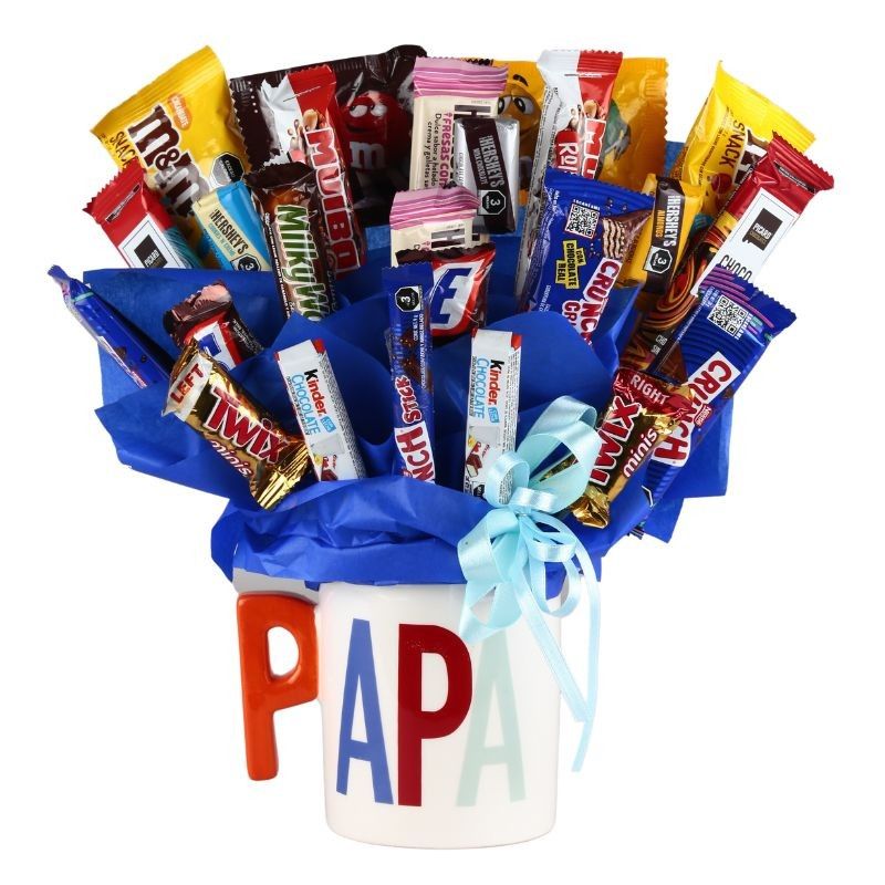 Candy Bouquet Mugs in different models (Love, Relax, Coffee and Dad)